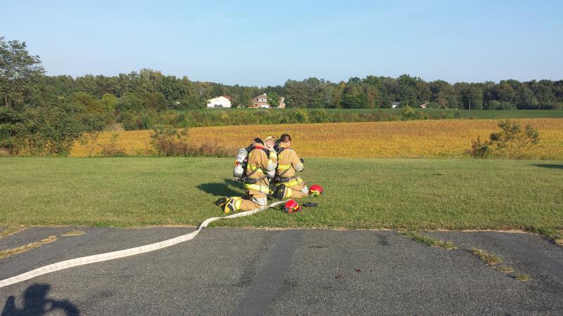 New recruit hoseline training, M. Teter and J. Reed.